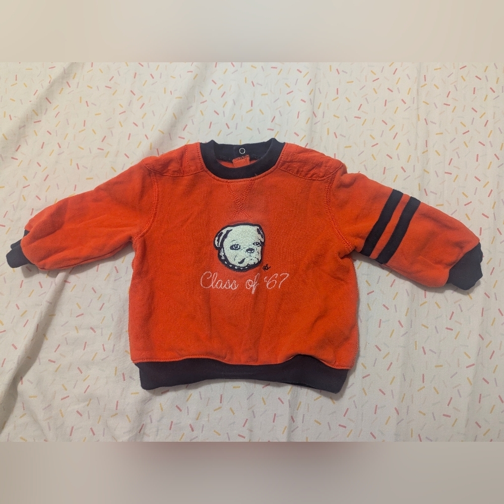 Ralph Lauren Kids Orange 'Class of 67' Puppy Sweatshirt